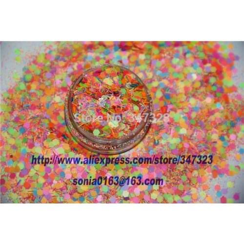 ABN25043-14 Mix Neon Color Solvent Resistant Glitter for Nail Polish Acrylic, polish and DIY supplies1pack=50g