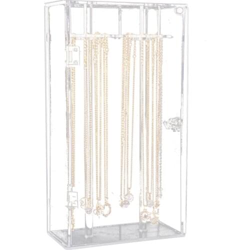 Acrylic 24 Hooks Rotation Necklace Display Stand Pendant Display Organizer Holder Dust-Proof Jewelry Display Box