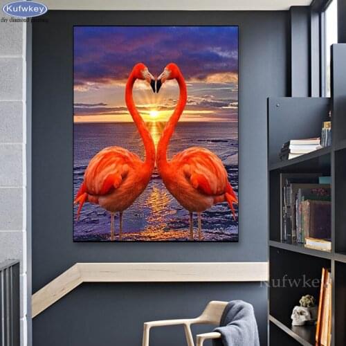 DIY Square/Round Diamond Painting Flamingo Lover Diamond Painting Rhinestones Embroidery Sunset Scenery Cross-stitc Home Decor