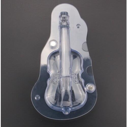 Free Shipping FDA High Quality Transparent Violin Shaped Chocolate Mould 3D Cake Decoration Mold