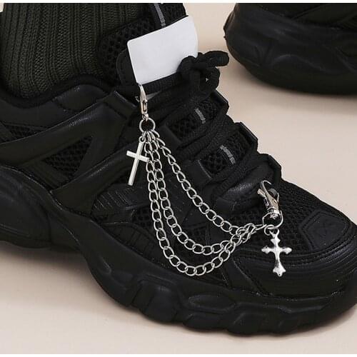 1Piece Harajuku Goth Punk Shoes Chain Fashion Cross Decoration Chain Retro Creative All-Match Anklet Emo Street Accessories New