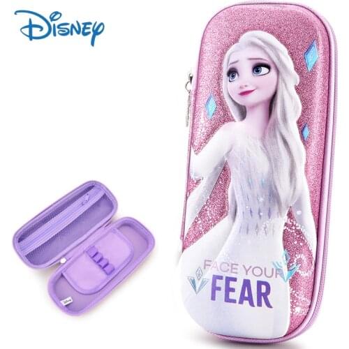 Disney Frozen Cute Student Stationery Bags Elsa Princess Girls Kawaii Large Capacity Waterproof Anime Figures Pencil Case Gifts