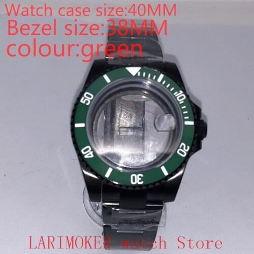 Suitable for NH35 NH36 Miyota 8215 40mm 904L stainless steel case, transparent black back cover, with bezel, green