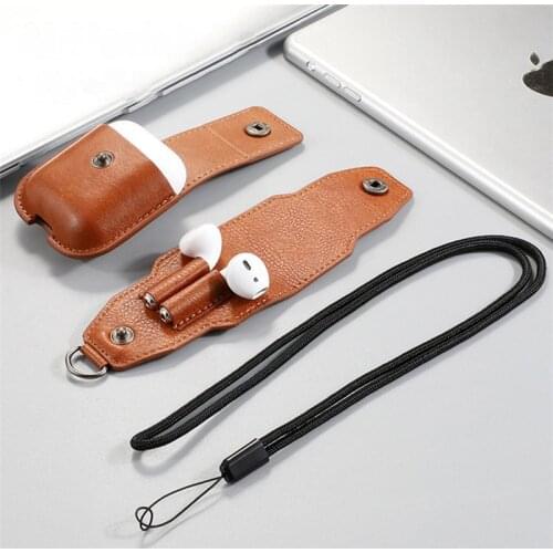 Rope Airpod Case Cover Leather Set Airpods Leather Pouch For Apple Airpods 2 Leather Case Wireless Charger Cover For Airpod