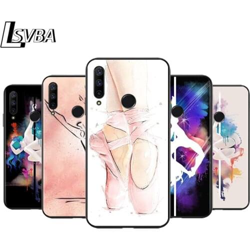 Black Soft TPU Cover Ballet Dance for Honor 9X 9 Lite 8S 8C 8X 8A 8 2019 2020 7A 7S 7C Pro Phone Case