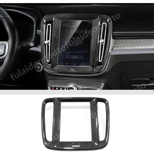 For Volvo XC40 2019-2021 Carbon Fiber ABS Matte Interior Central control navigation decorative frame cover trim
