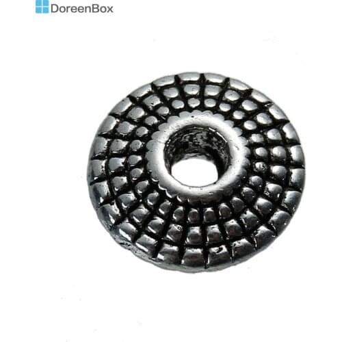 Doreen Box hot- 70 Silver Color Flying Saucer Spacer Beads 8mm (B00051)
