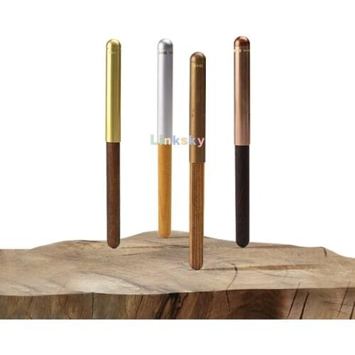 E+m Style Wooden Ballpoint Pen Gift Set EM-3810,Log Brass Metal Pen Cap, Palm Ball Point Pen 0.7mm,business Office Signature Pen