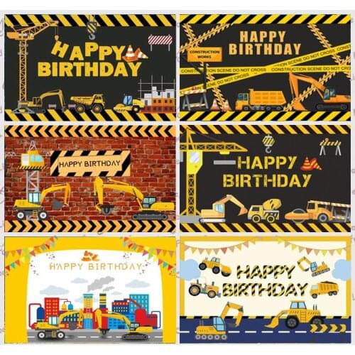 Construction Dump Truck Photography Backdrop Boys Birthday Party Baby Shower Background Photo Studio Decor Banner Prop