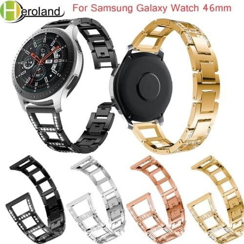 Hotnew For Samsung Galaxy Watch 46mm band Bracelet Watchband for Huami 2S Stainless Steel Replace metal wirst with White diamond