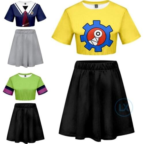 Anime SK8 the Infinity Cosplay Costume MIYA T-shirt Short Skirt Short Sleeve Sport Suits Navel Dress Girls Tees Running Set