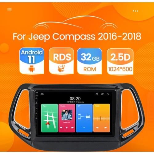 Android 11 Smart Car Radio Video Player For Jeep Compass 2016 2017 2018 Auto Multimedia GPS Stereo Tape Recorder Headunit No DVD