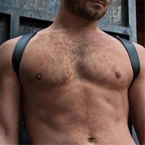 Man harness Adjustable Sexy Black Leather Vest Flirting Bondage Sexy Harness Gay Metal O-rings Club Party Costume