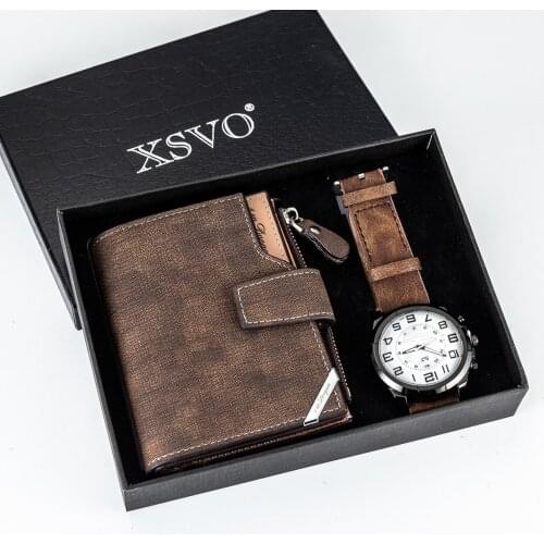 XSVO Mens Watches Gift Set + Wallet Set Cool Creative Combination Set Fashion Casual Sports Male Wristwatches