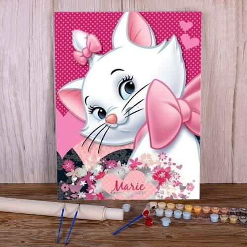 Cartoon Marie Cat Animail Paint By Numbers Complete Kit Acrylic Paints 40*50 Boards By Numbers Handmade Crafts Adults Drawing