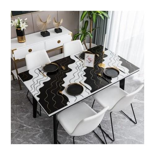 New Arrive Wave Stripe Home Decoration WaterProof Tablecloth 1.0mm PVC Plastic Table Mat Table Cover Free Shipping