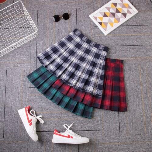 2021 Autumn Winter Women Skirts Preppy Style High Waist Streetwear Sexy Girl Plaid Pleated Japanese Student School Uniforms D208