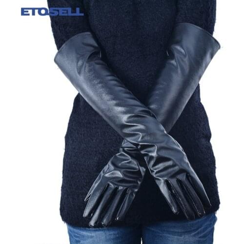 2 Colors New Faux Long Leather Gloves Fashion Women Gloves Warm Outdoors Long Design Sexy Gloves