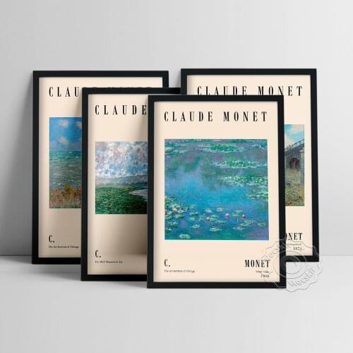 Claude Monet Museum Exhibition Poster, Water Lilies Oil Painting, Monet Nature Scenery Still Life Wall Picture, Vintage Prints