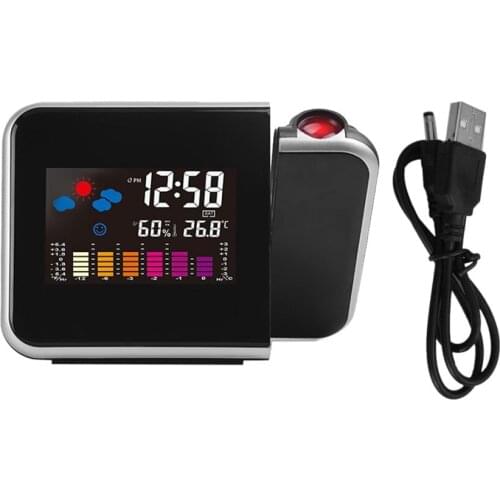Portable Projection Digital Weather LCD Snooze Alarm Clock Color Display with LED Backlight Temperature Humidity Tester LESHP
