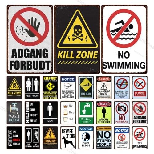 Warning Retro Metal Tin Sign Danger High Voltage Vintage Plaque Wall Poster No Parking and Smoking Sign Wall Decor Shop Club Bar