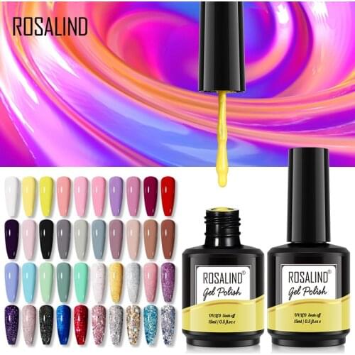 ROSALIND Gel Polish 15ml Glitter Nail Gel Polish Soak Off Manicure UV LED Lamp For Nail Art Design Gel Varnishes Base Top Gellak