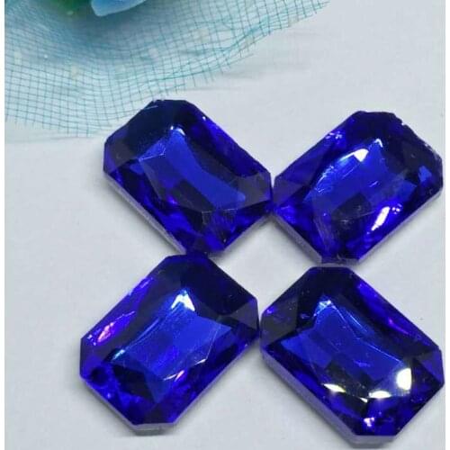 Sapphire blue Rectangular Crystal Glass Sewing Rhinestones Pointback DIY Wedding Dress 4*6 6*8 8*10 10*14 13*18 18*25
