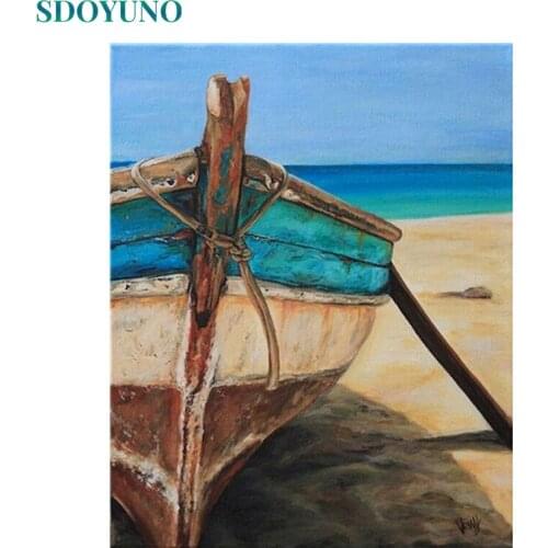 SDOYUNO 60x75cm Oil Painting By Numbers Kits Scenery Frameless Coloring By Numbers Seascape DIY Digital Canvas Painting Home Dec