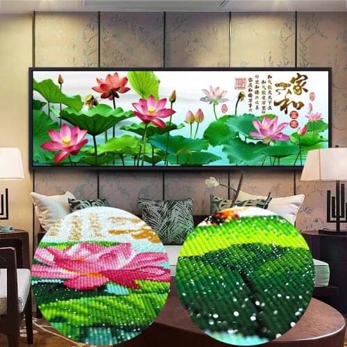 Rhinestone picture Full Round Drill Special Shaped Diamond Painting Lotus Flowers DIY 5D Cross Stitch home decor "home sweet"