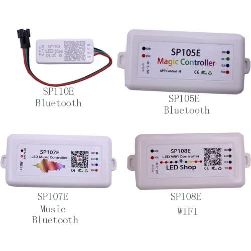 SP108E wifi WS2811 WS2812B Led Music Controller SP107E SK6812 SP105E Bluetooth APA102 SP110E WS2801 Pixels Led Strip DC5-24V