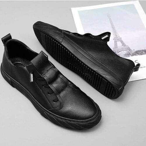 Classics Black Mens Shoes PU Waterproof Outdoor Walking Shoes Men Jogging Shoes Breathable Men Leather Shoes Men Casual Shoes