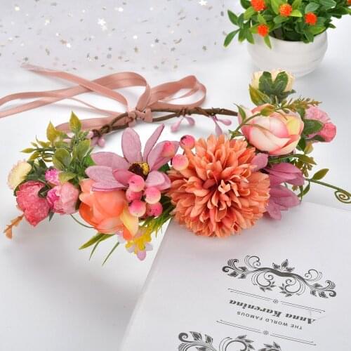 Berry Head Wreath Flower Crown Bridal Dress Seaside Travel Holiday Photo Decorate Hair Hoop Hairbands Wedding Hair Accessories