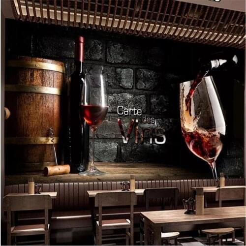 European Retro Vintage Wines Culture Background 3D Mural Red Wine Barrel Pub Winery Industrial Decor Self Adhesive Wallpapers
