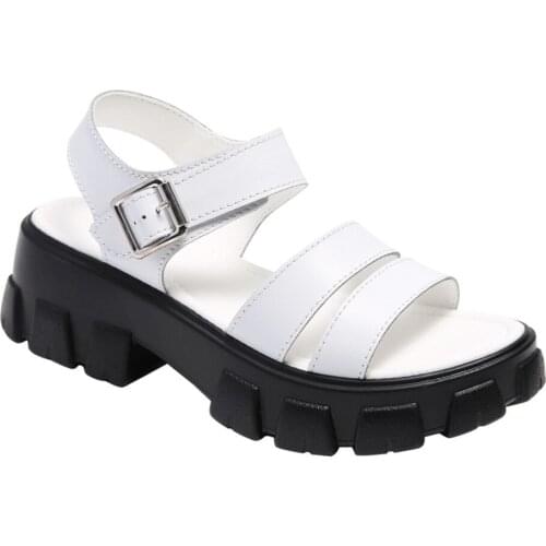 Y58Sandals Women Summer New Microfibe Square Heel Buckle Strap Platform Comfy Fashion Girls Office Career Gladiator Roman Shoes