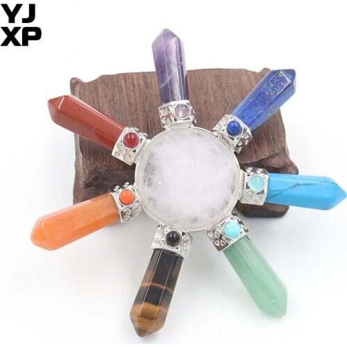 YJXP Personalized Natural White Crystal Conical Pyramid Reiki Healing Crystal 7 Point Chakra Energy Generator Chakra Balancing