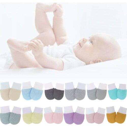 97BC 1 Pair Baby Anti-scratch Cotton Gloves Color Matching Newborn Handguard Mitten