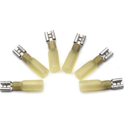 100PCS Heat Shrink Spade Terminals Wire Connectors Butt Connectors Assorted Female&Male Terminals Set 4.0-6.0mm2 AWG 12-10