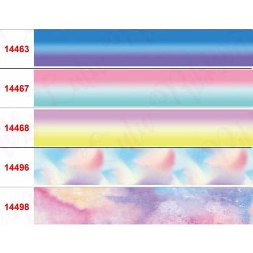 16mm-75mm Gradient Color Series Printed Grosgrain/Elastic Ribbon Shiny Galaxy Dots DIY Birthday Party Decor 50yards/roll