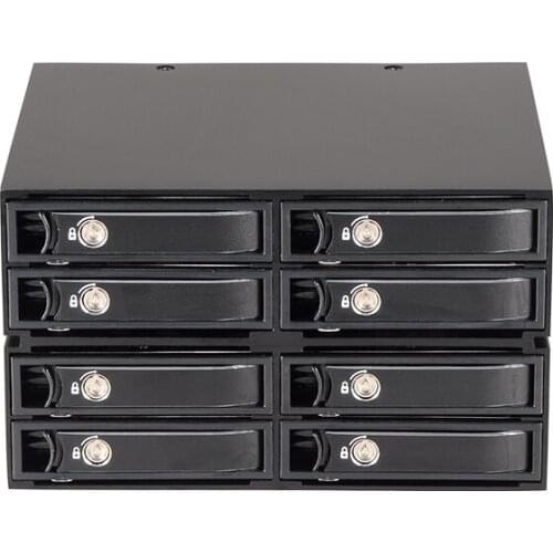 Uneatech 2.5in 8 Bay HDD/SSD Mobile Rack hard disk case for 2*5.25 Optical Drive Bay