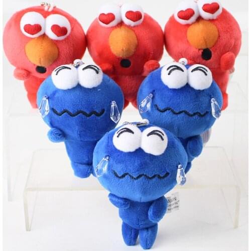2Styles 10cm Anime Sesame Street Plush Toys Keyring Cartoon Soft Stuffed Plush Pendant Keychain Gift For Kids