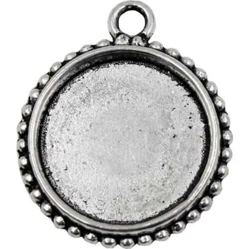 20pcs/lot Antique silver Cameo/Glass/Cabochon Frame bezel Settings, DIY-Accessory Pendant Charm,27x23mm(fit 18mm) K04496