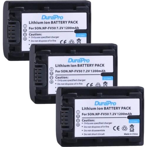 3Pcs 1200mAh NP-FV50 NP FV50 NPFV50 Li-ion Camera Battery For Sony NP-FV30 NP-FV40 HDR-CX150E HDR-CX170 HDR-CX300 Camera