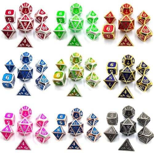 7Pcs Polyhedral Metal Dices Set Zinc Alloy D&D D20 D12 D10 D% D8 D6 D4 For Dice game DND RPG MTG Table board Games Dices