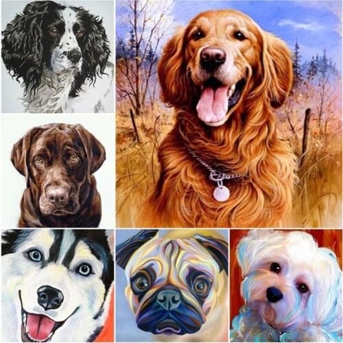 Full Square Diamond Painting Dog 5D DIY Animal Diamond Embroidery Cross Stitch Kit Handmade Gift Home Decoration