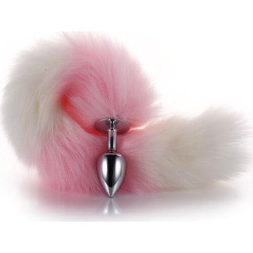 Anal Stopper Metal Butt Plug Smooth Anus Toy with Faux Fo-x Tail for Men Women Beginner