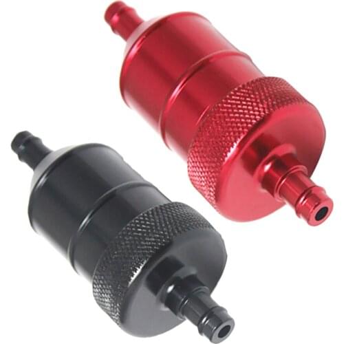 2 Pieces 5/16" Car Aluminum High Flow Fuel Inline Petrol Filter - Red+Black