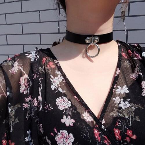 Punk pu Leather big Choker Great Circle Necklace Women Neck&Wrist Wear Multi-purpose Funky Chockers collares Bracelet