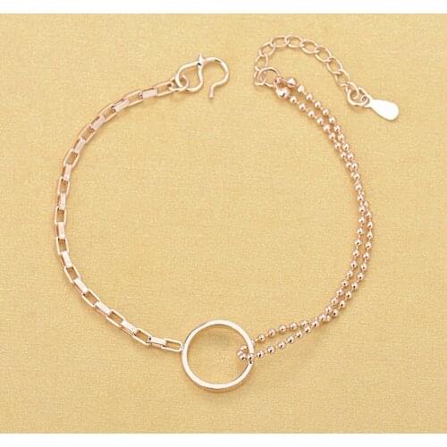 High Quality Rose Gold Circle Double Chain Round Charm Bracelets Jewelry For Gift