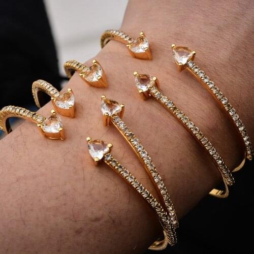 4Pcs/lot Dubai Ethiopian Gold Color Cuff Bangles For Women Wife Wedding Jewelry Colorful Heart stone Bangles&Bracelet Wife Gifts