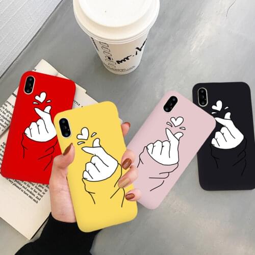 GYKZ Cute Love Heart Couple Case For iPhone 11 Pro X XS MAX XR 7 8 6 6s Fashion Candy Color Soft Phone Cover Silicone Coque Capa